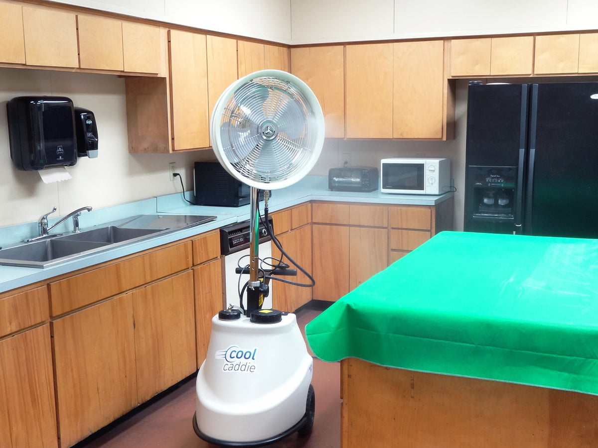 Cool Caddie-Self Contained Portable 1000 PSI Misting Fan 3 speed Mist Fan -18 inch 16 Gallon Tank