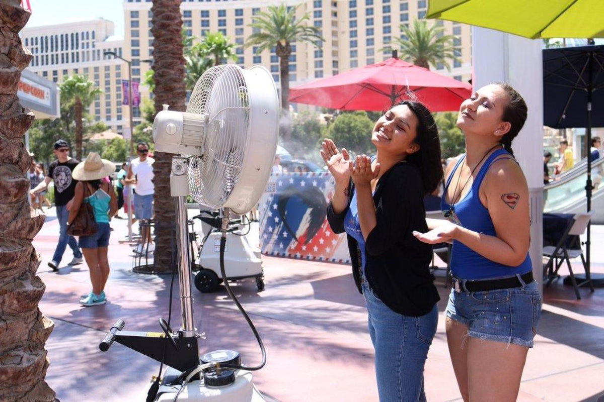 Cool Caddie-Self Contained Portable 1000 PSI Misting Fan 3 speed Mist Fan -18 inch 16 Gallon Tank