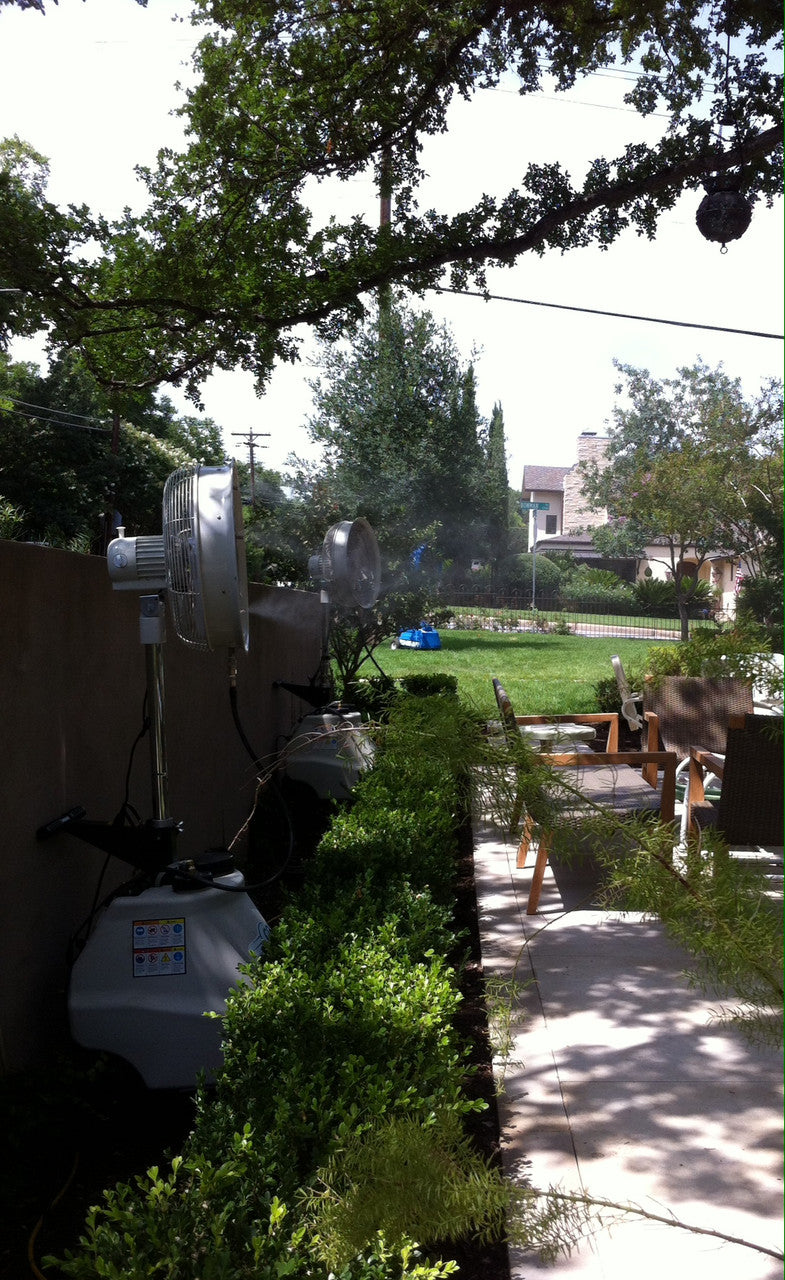 Cool Caddie-Self Contained Portable 1000 PSI Misting Fan 3 speed Mist Fan -24 inch 16 Gallon Tank