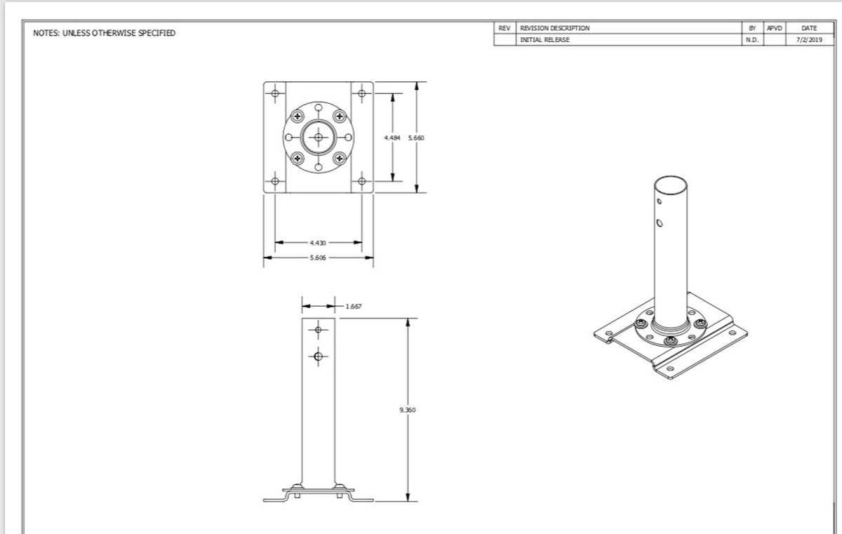 Ceiling Mount Bracket for 18" and 24" Professional Fans