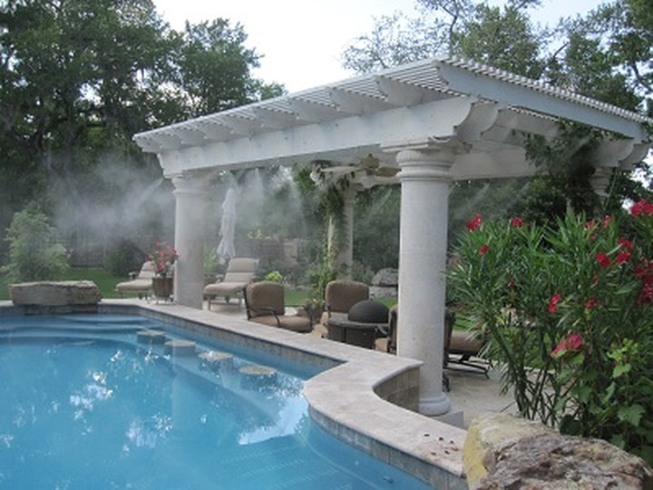 40 ft.- 20 Nozzle high pressure misting system w/app control. DIY misting system Kit with optional stainless steel tubing.