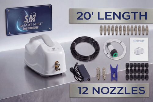 SM-050E 20' 12 nozzle high pressure misting system 700 psi w/remote control. DIY misting kit