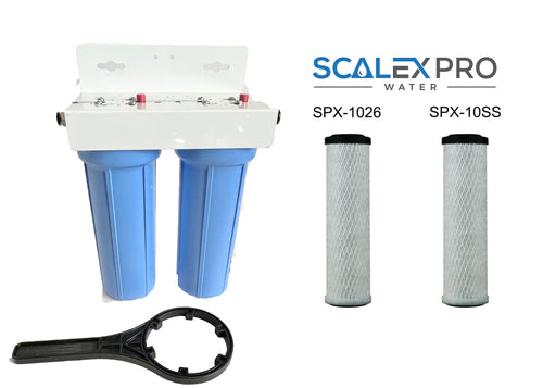 ( PREMIUM ) Dual Canister With Wrench + 2 Stage Scale Filtration